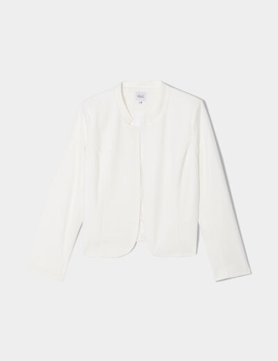 Veste droite cropped blanc femme grande taille