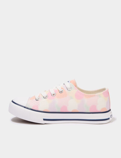 Tennis en toile &agrave; lacets bout renforc&eacute; multicolore fille
