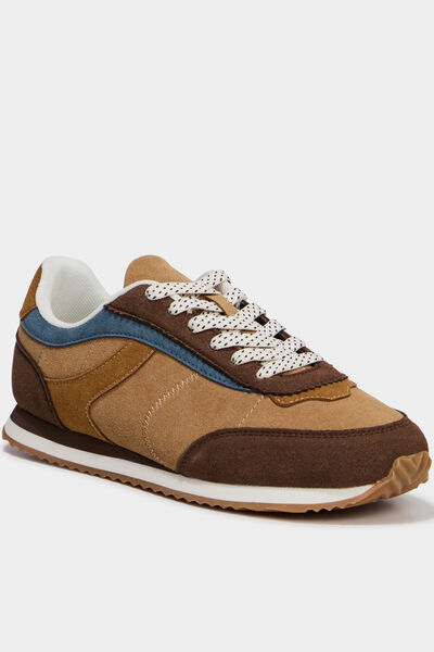 Baskets su&eacute;dine &agrave; lacets marron fonc&eacute; femme