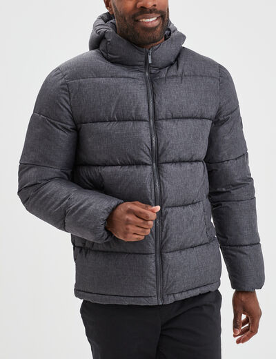 Doudoune doublée zippée à capuche gris foncé homme