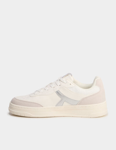 Tennis basses &agrave; lacets gris argent femme