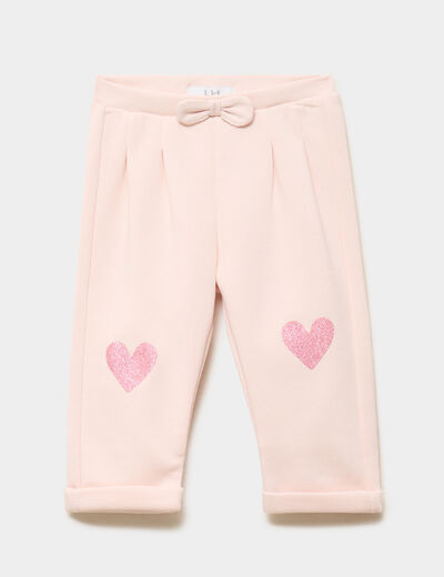 Pantalon de jogging avec pinces rose clair b&eacute;b&eacute; fille