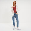 T-shirt col v poche poitrine rouge fonc&eacute; femme
