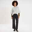 Jean large cropped &agrave; pont taille haute denim noir femme
