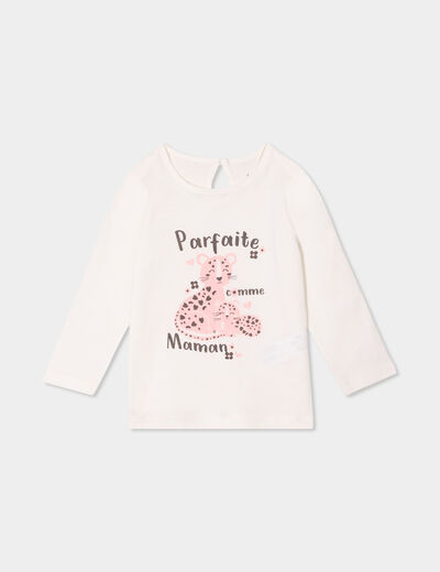 T-shirt col rond manches longues coton blanc bébé fille