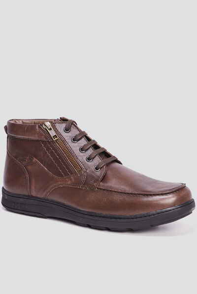 Bottines détails zippés en cuir Berzigo marron homme