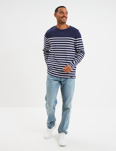 T-shirt manches longues coton bleu marine homme