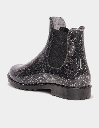 Bottines de pluie chelsea à paillettes gris argent fille