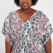 Robe longue col en V fluide ecru femme grande taille