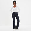 T-shirt coton col rond manches longues blanc femme