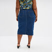 Jupe fendue en jean trap&egrave;ze denim stone femme grande taille