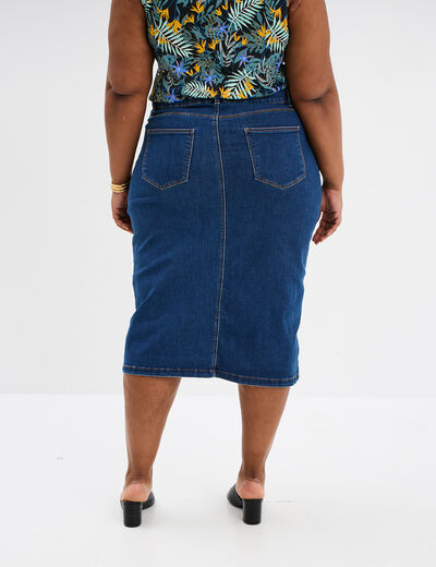 Jupe fendue en jean trapèze denim stone femme grande taille