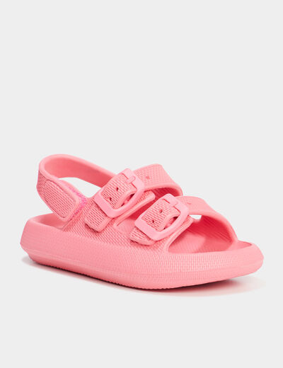 Mules de plage avec boucles rose fille