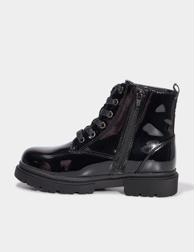 Bottines crantées zippées à paillettes noir fille
