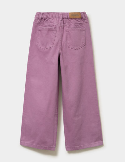 Pantalon large taille &eacute;lastiqu&eacute;e coton violet fille