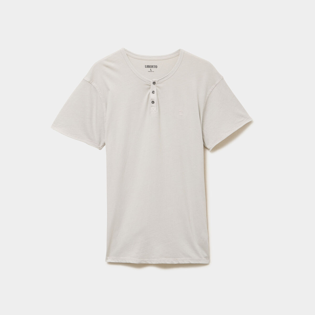 T-shirt col tunisien manches courte gris clair homme