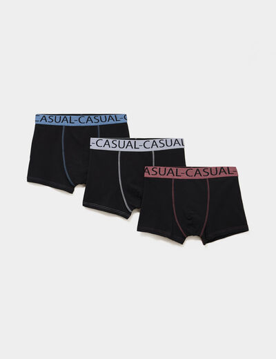 Lot 3 boxers coton majoritaire noir homme