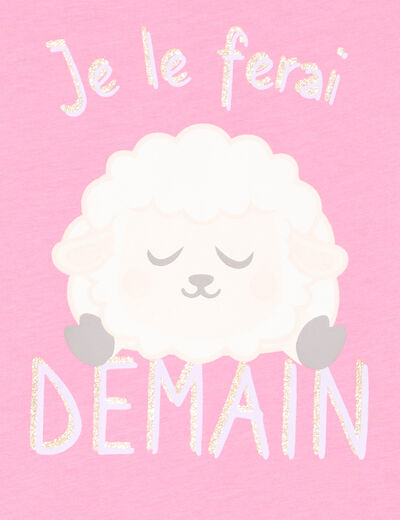 Ensemble pyjama short et t-shirt coton rose clair fille