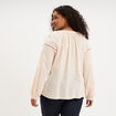 Blouse brod&eacute;e manches longues coton beige femme grande taille