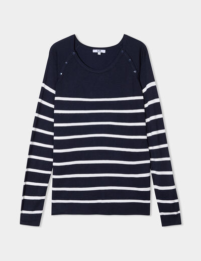 Pull boutonné allaitement blanc femme maternité