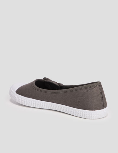 Ballerines en toile avec noeuds taupe femme