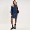 Robe pull col montant manches longues bleu femme