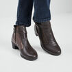 Bottines à talons bi-matière marron femme