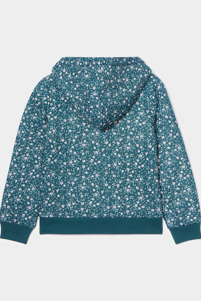 Gilet doublé à capuche vert foncé fille