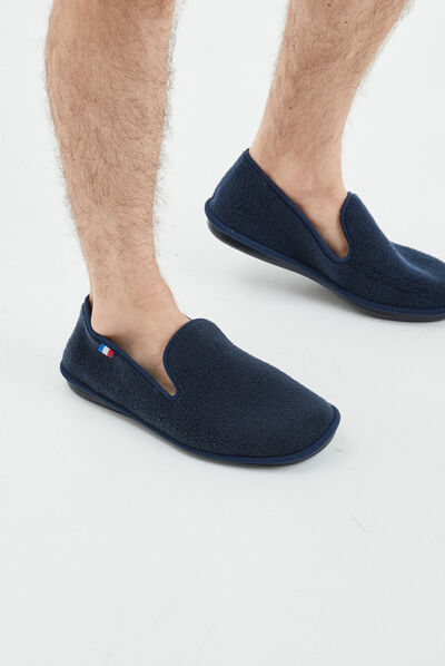 Chaussons façon charentaises bleu marine homme