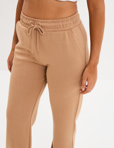 Pantalon de jogging large élastiqué taupe femme