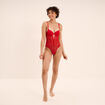 Body padd&eacute; dentelle avec la&ccedil;age rouge femme