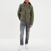 Veste doubl&eacute;e capuche amovible en coton vert kaki homme