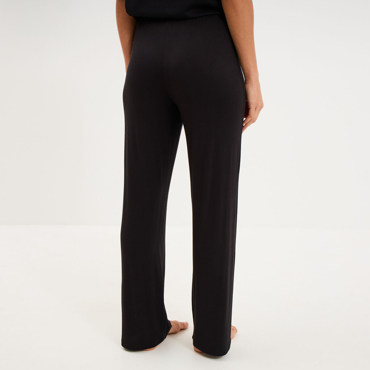 Pantalon fluide taille &eacute;lastiqu&eacute;e noir femme