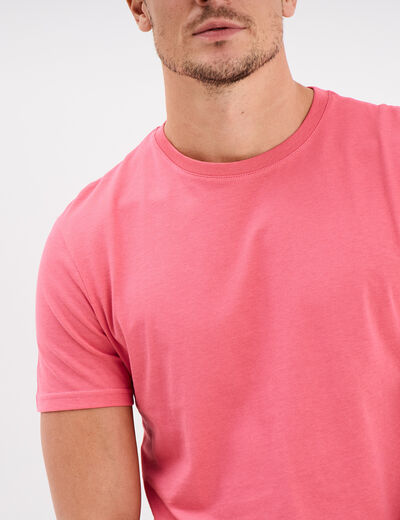 T-shirt en coton manches courtes rose framboise homme
