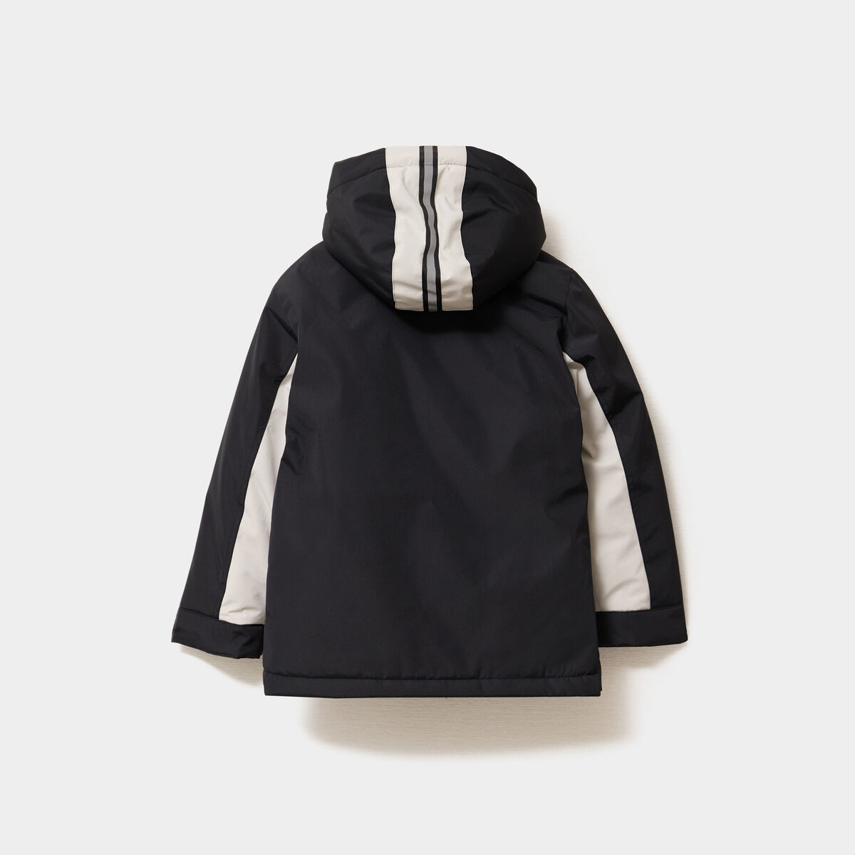 Parka mi-longue zipp&eacute;e &agrave; capuche gris clair gar&ccedil;on