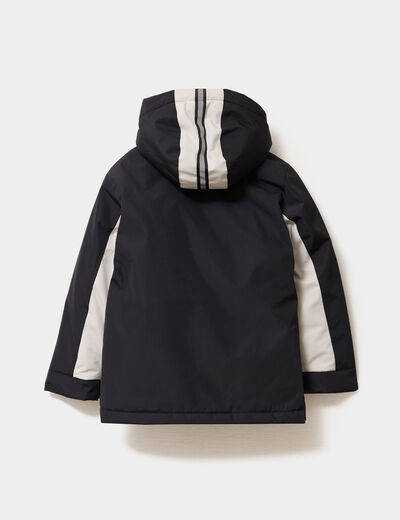 Parka mi-longue zipp&eacute;e &agrave; capuche gris clair gar&ccedil;on