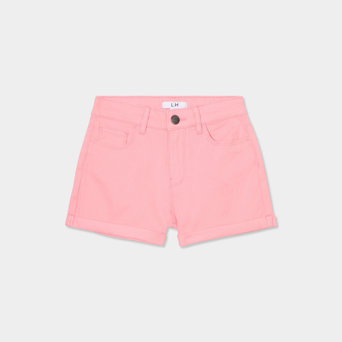 Short ajusté en twill rose fille