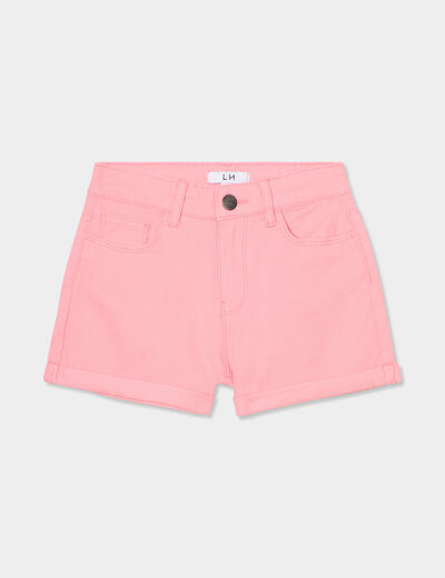 Short ajusté en twill rose fille