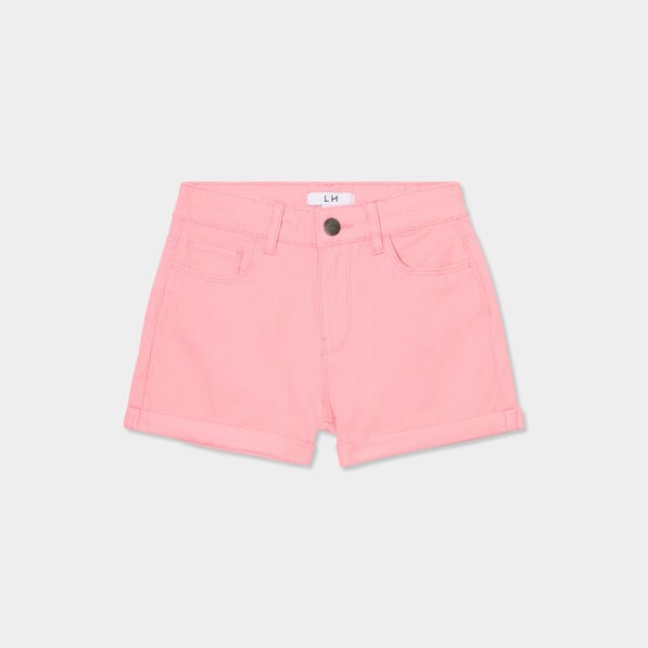 short ajuste en twill rose fille Short ajusté en twill rose fille