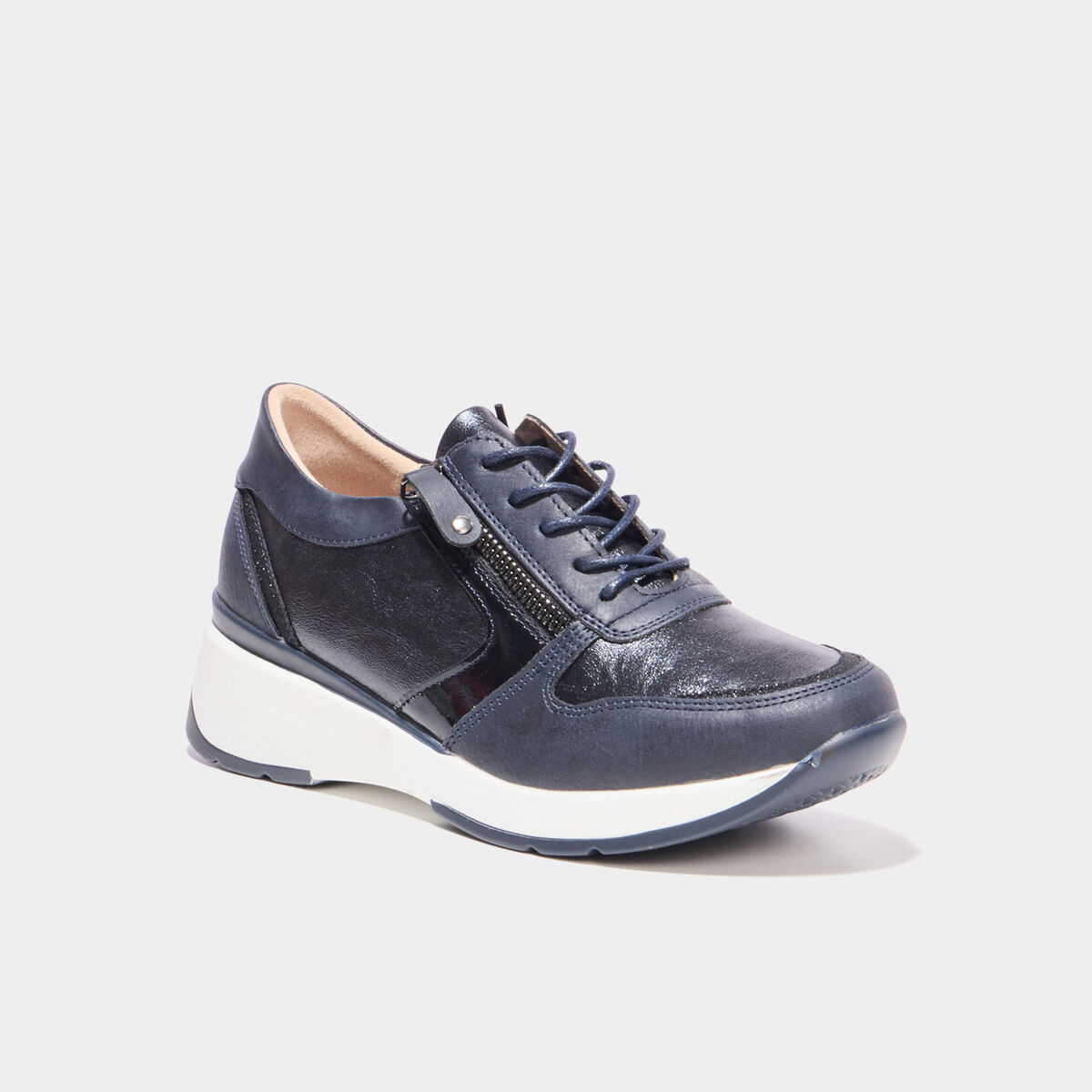 Baskets running zipp&eacute;es bleu marine femme