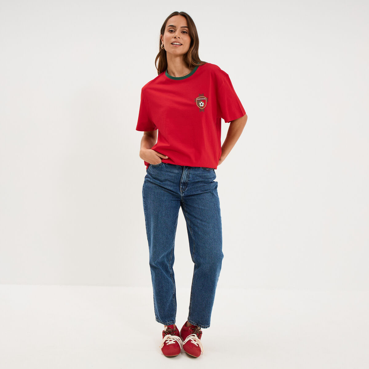 T-shirt maillot de football Portugal rouge mixte