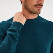 Pull col rond manches longues bleu canard homme