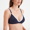 Soutien-gorge triangle coton à coque bleu marine femme