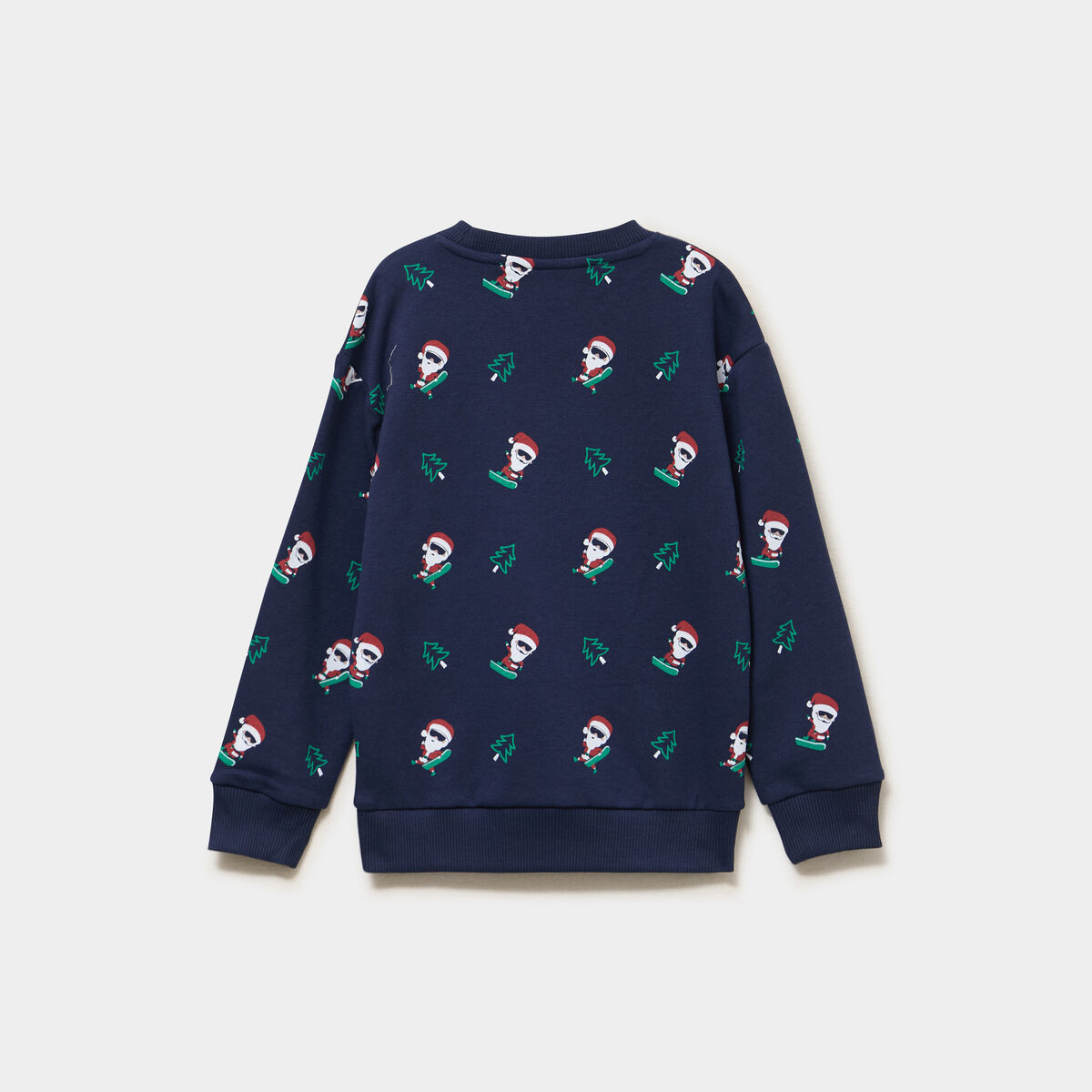 Sweat col rond manches longues No&euml;l bleu marine gar&ccedil;on