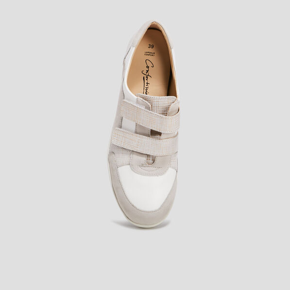 derbies a scratchs en cuir blanc femme Derbies à scratchs en cuir blanc femme
