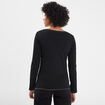 T-shirt manches longues col en V coton noir femme