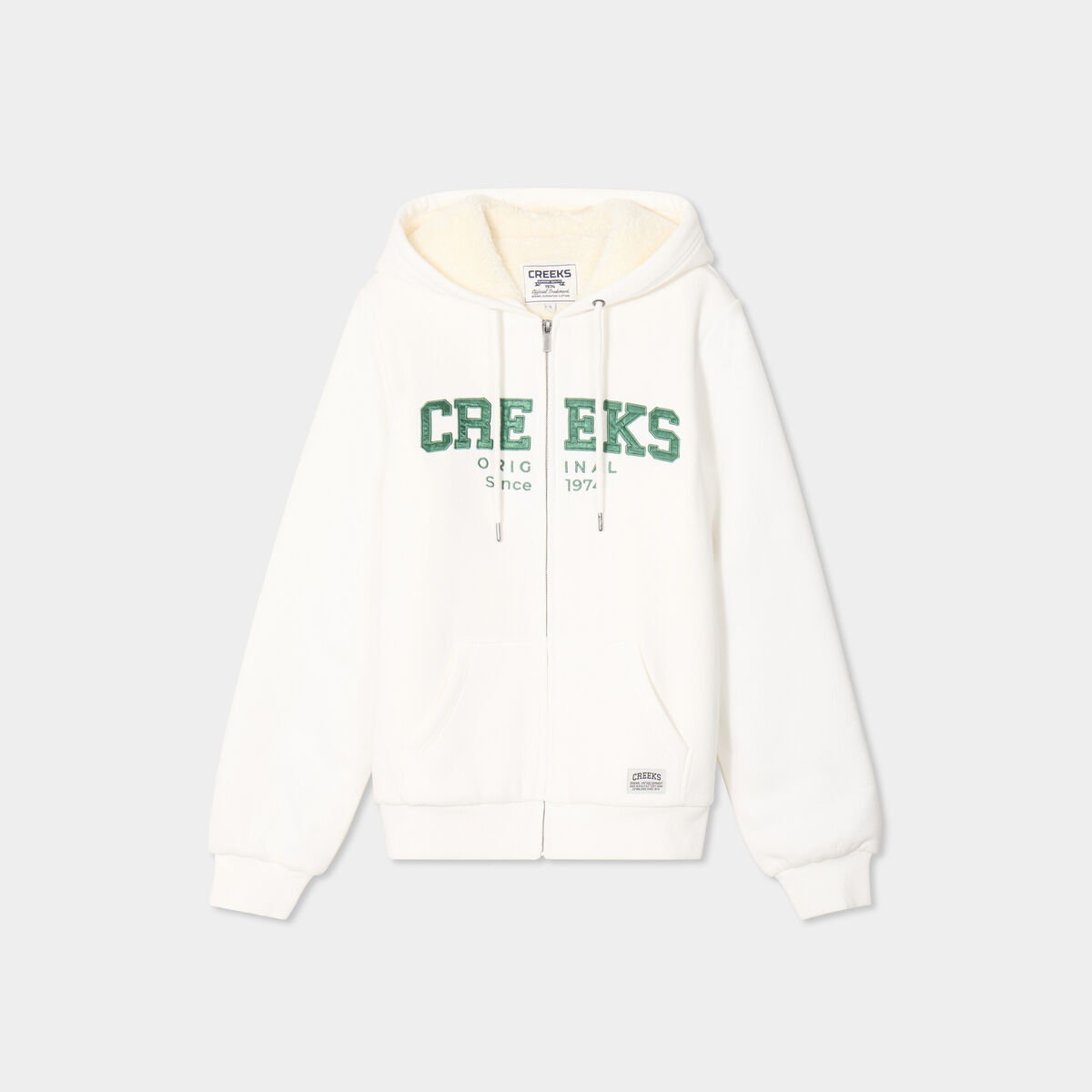 Sweat &agrave; capuche doublure effet sherpa blanc femme