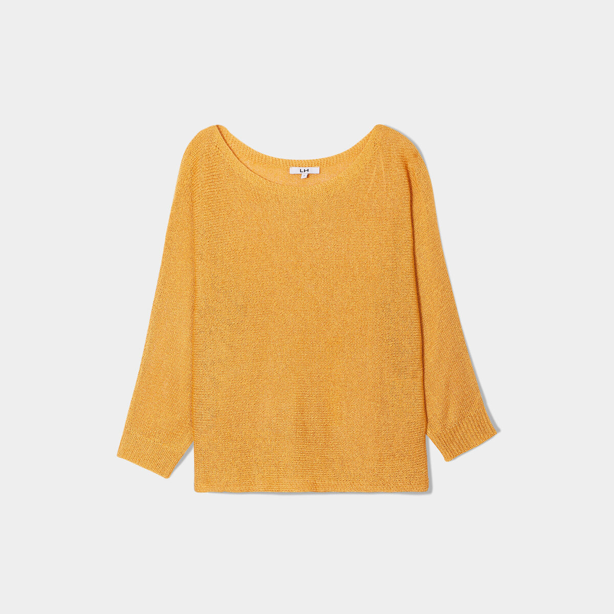 Pull manches longues jaune moutarde femme