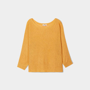 Pull manches longues jaune moutarde femme