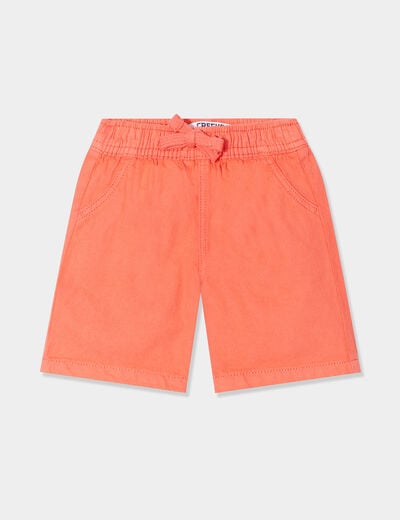 Short coton taille élastiquée à cordons rouge corail bébé garçon